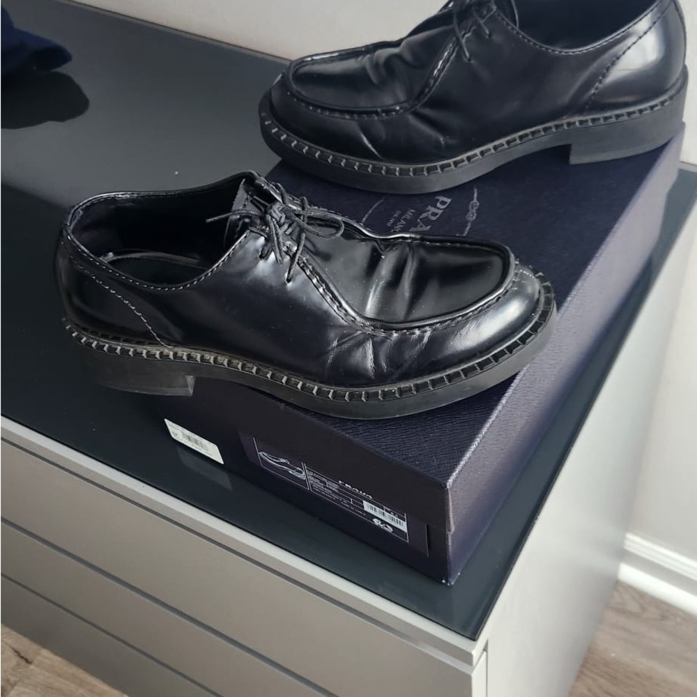 Prada men's chunky lug sole black shoes size 9.5 US lace up - Picture 4 of 9